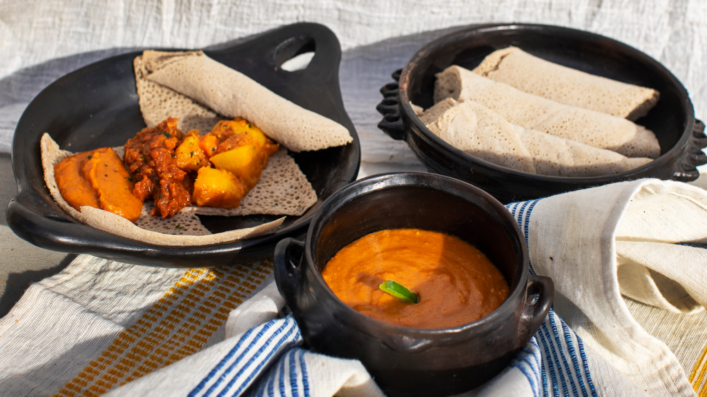 photo of Ethiopian food, including shiro